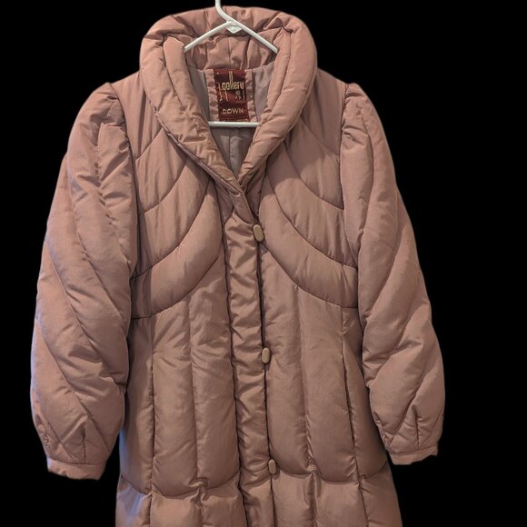 Vintage J.Gallery Duck Down 1980s Dusty Rose Long Puffer Winter Coat - Women's M - Picture 5 of 16